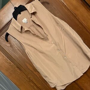 a new day Button-Up Blouse in Beige